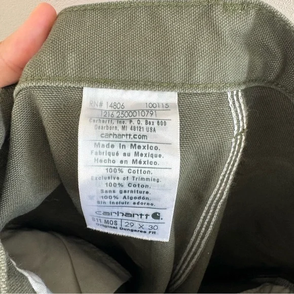 Carhartt B11-MOS Dungaree Pants Washed Loose Original Fit Moss 29x30 Streetwear - Picture 12 of 12